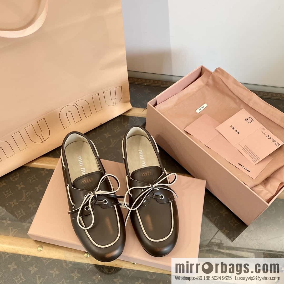 𝐌𝐢𝐮𝐌𝐢𝐮|| Miu Miu Bow Lace Up Sailing Flat Loafers