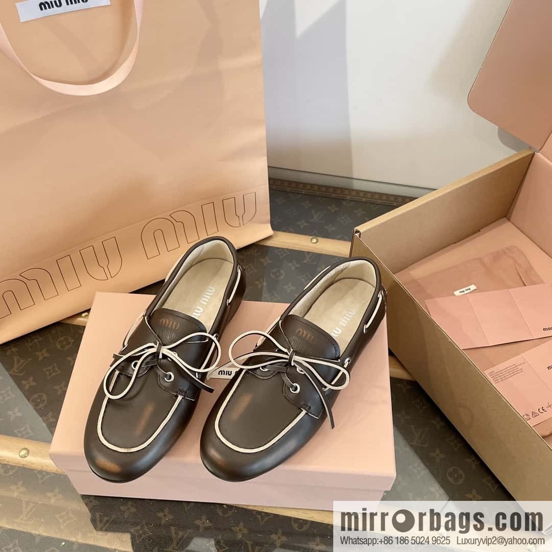 𝐌𝐢𝐮𝐌𝐢𝐮|| Miu Miu Bow Lace Up Sailing Flat Loafers