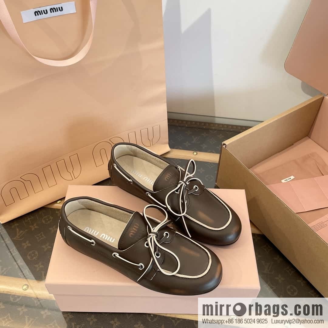 𝐌𝐢𝐮𝐌𝐢𝐮|| Miu Miu Bow Lace Up Sailing Flat Loafers