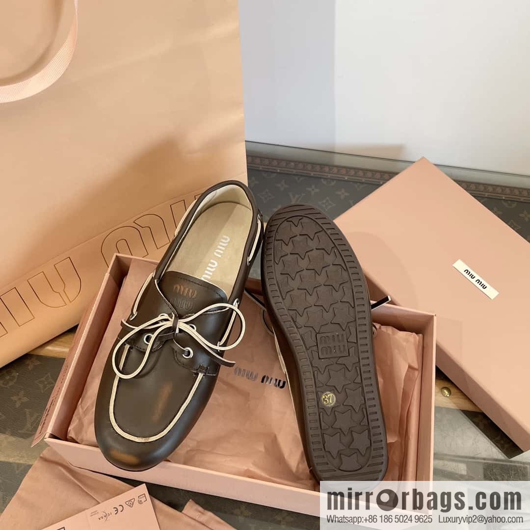 𝐌𝐢𝐮𝐌𝐢𝐮|| Miu Miu Bow Lace Up Sailing Flat Loafers