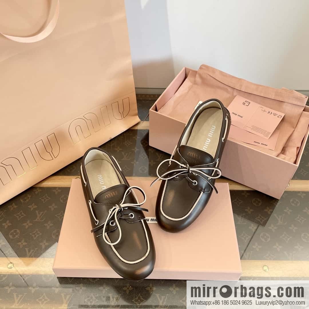 𝐌𝐢𝐮𝐌𝐢𝐮|| Miu Miu Bow Lace Up Sailing Flat Loafers