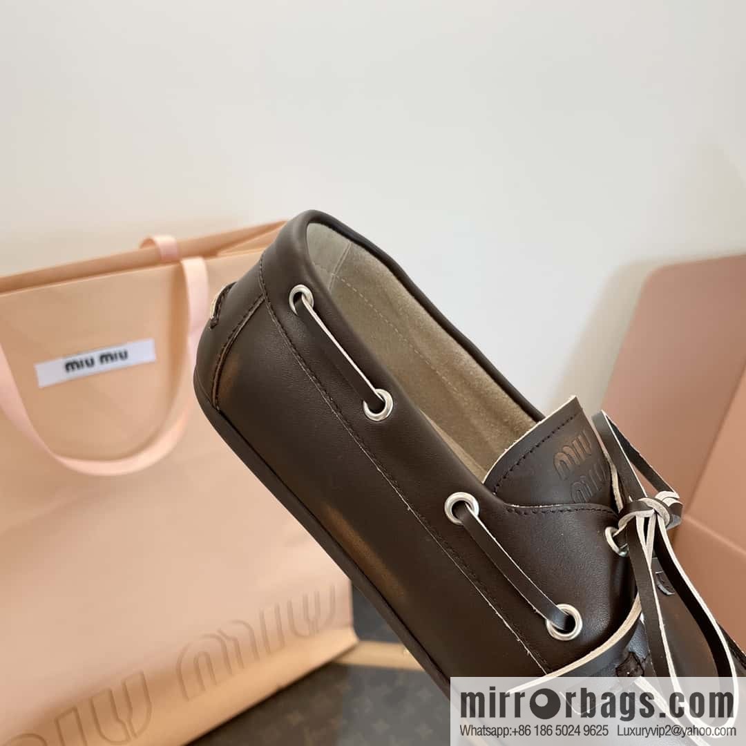 𝐌𝐢𝐮𝐌𝐢𝐮|| Miu Miu Bow Lace Up Sailing Flat Loafers
