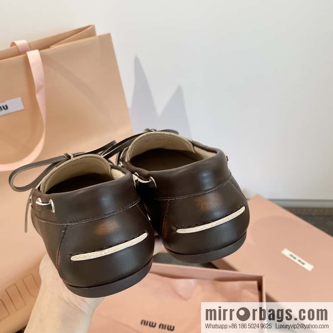 𝐌𝐢𝐮𝐌𝐢𝐮|| Miu Miu Bow Lace Up Sailing Flat Loafers