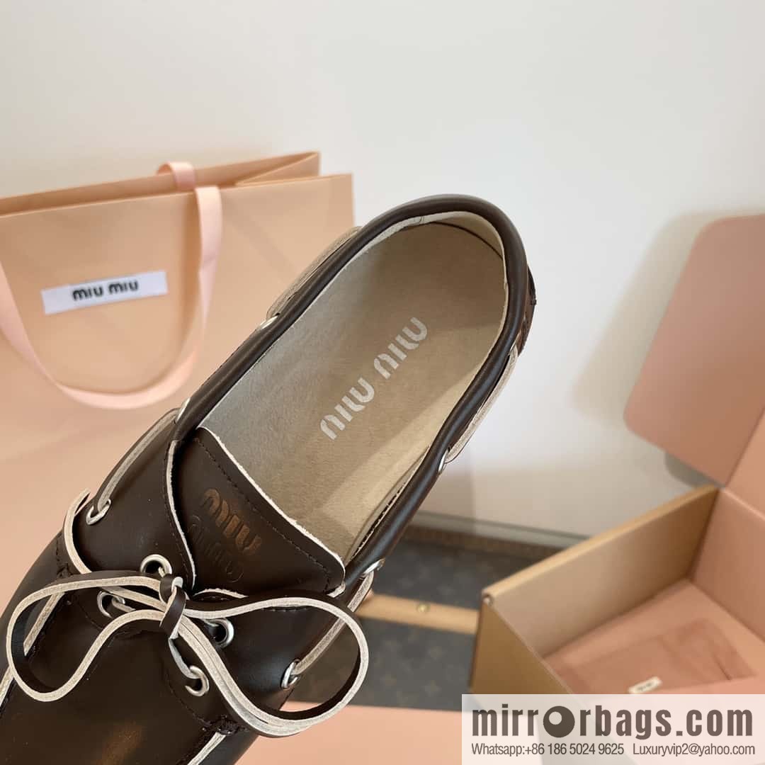 𝐌𝐢𝐮𝐌𝐢𝐮|| Miu Miu Bow Lace Up Sailing Flat Loafers