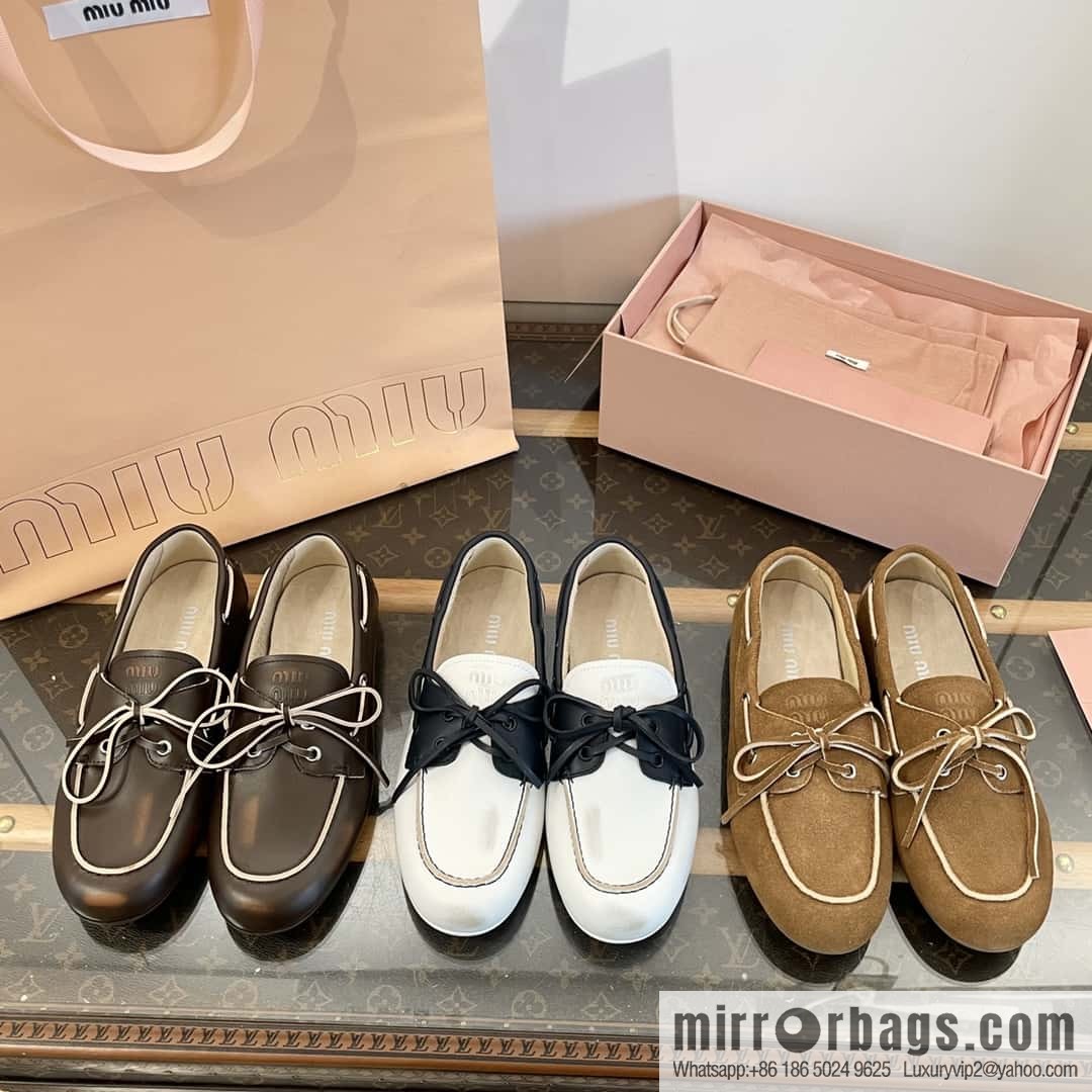 𝐌𝐢𝐮𝐌𝐢𝐮|| Miu Miu Bow Lace Up Sailing Flat Loafers