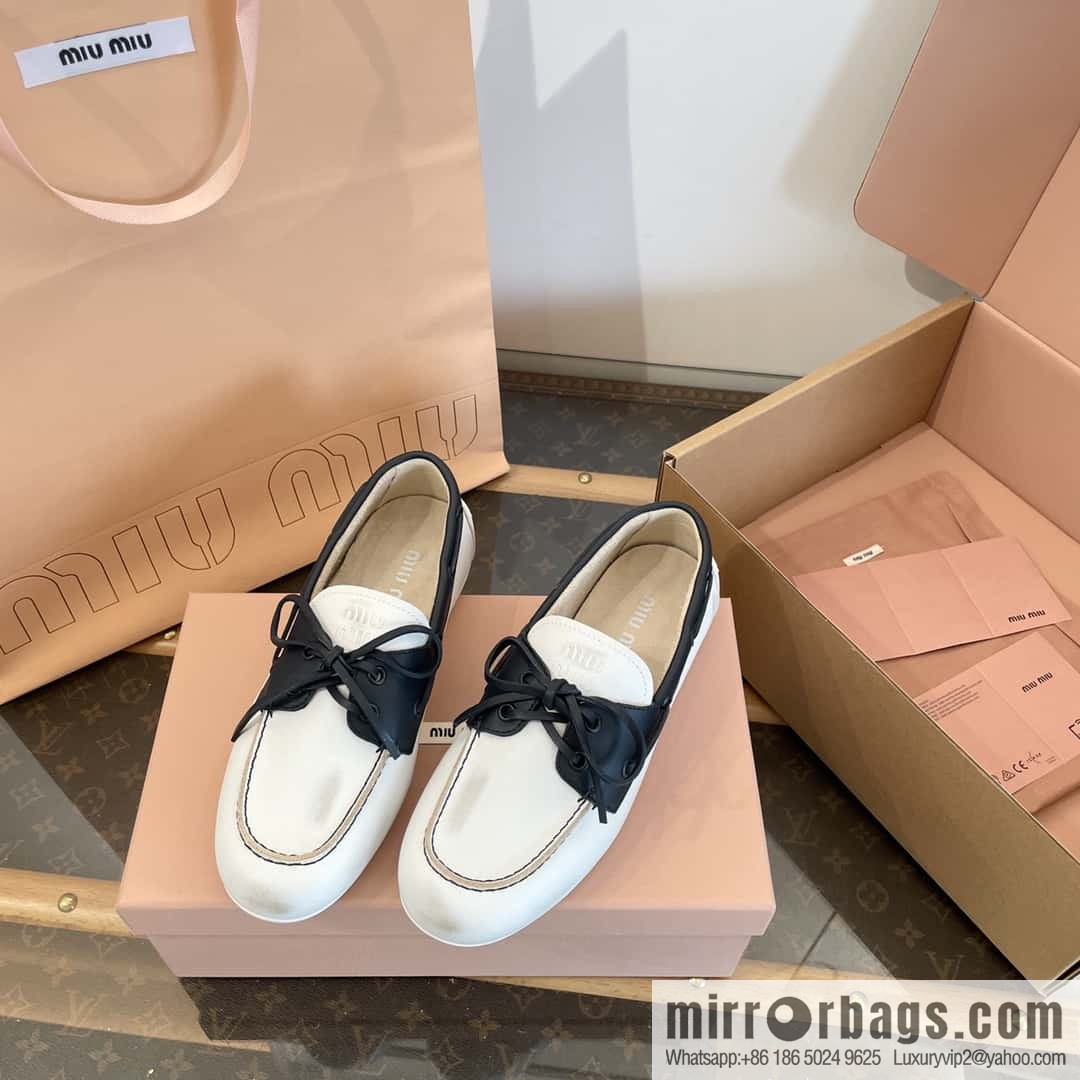 𝐌𝐢𝐮𝐌𝐢𝐮|| Miu Miu Bow Lace Up Sailing Flat Loafers