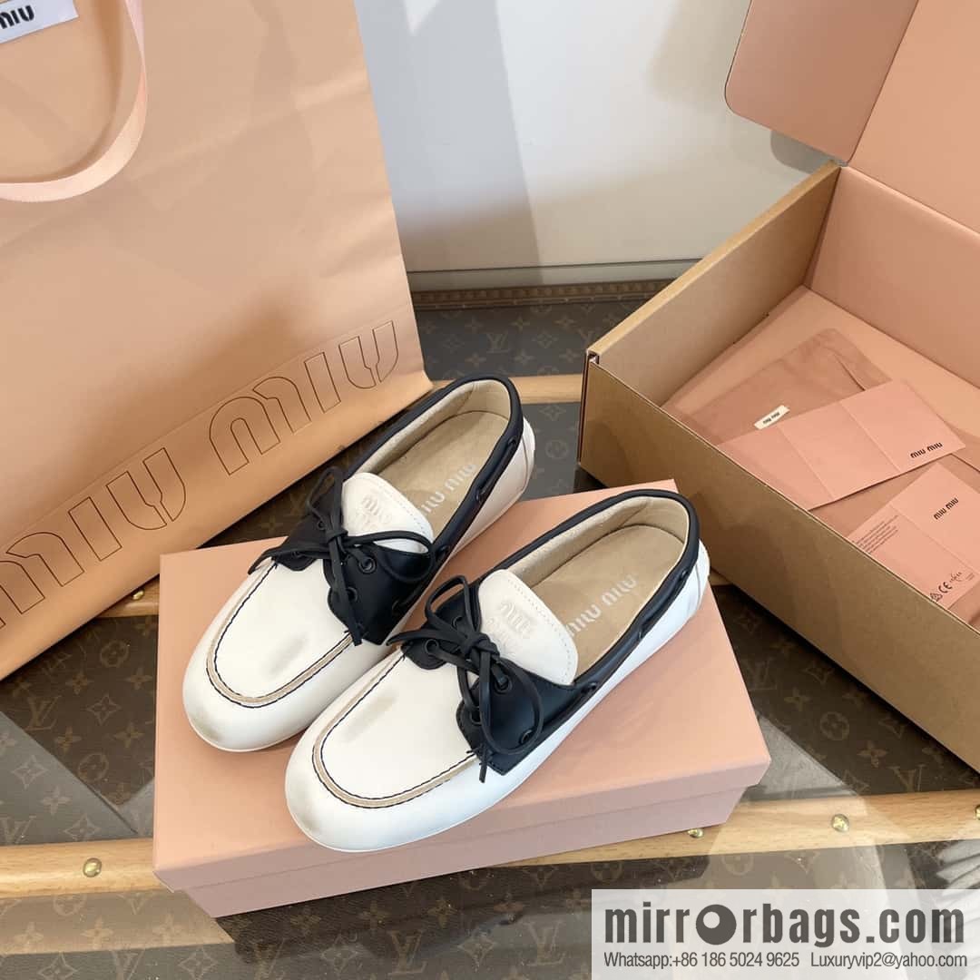 𝐌𝐢𝐮𝐌𝐢𝐮|| Miu Miu Bow Lace Up Sailing Flat Loafers