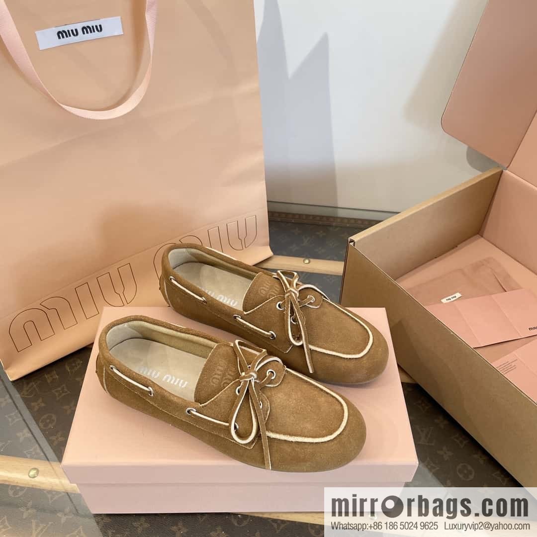 𝐌𝐢𝐮𝐌𝐢𝐮|| Miu Miu Bow Lace Up Sailing Flat Loafers