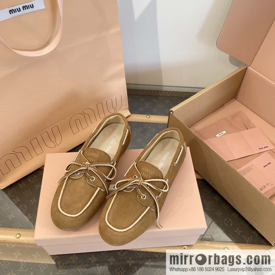 𝐌𝐢𝐮𝐌𝐢𝐮|| Miu Miu Bow Lace Up Sailing Flat Loafers