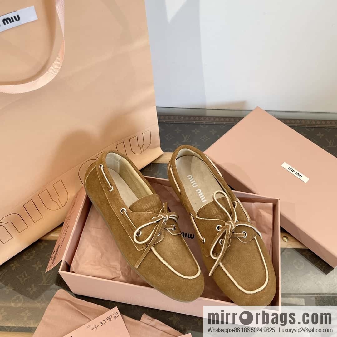 𝐌𝐢𝐮𝐌𝐢𝐮|| Miu Miu Bow Lace Up Sailing Flat Loafers