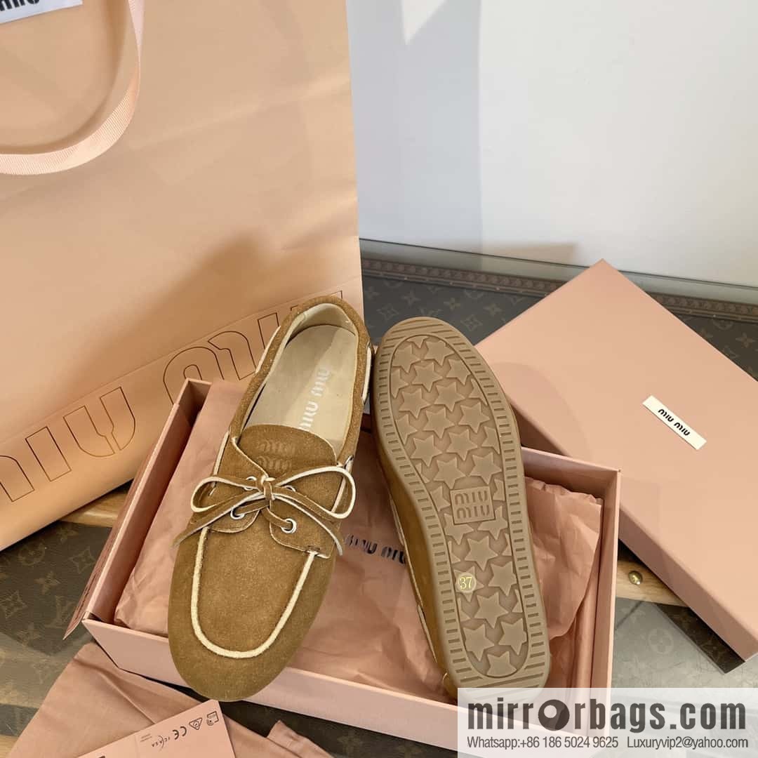 𝐌𝐢𝐮𝐌𝐢𝐮|| Miu Miu Bow Lace Up Sailing Flat Loafers