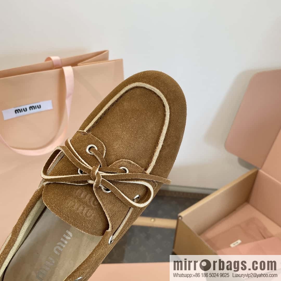 𝐌𝐢𝐮𝐌𝐢𝐮|| Miu Miu Bow Lace Up Sailing Flat Loafers