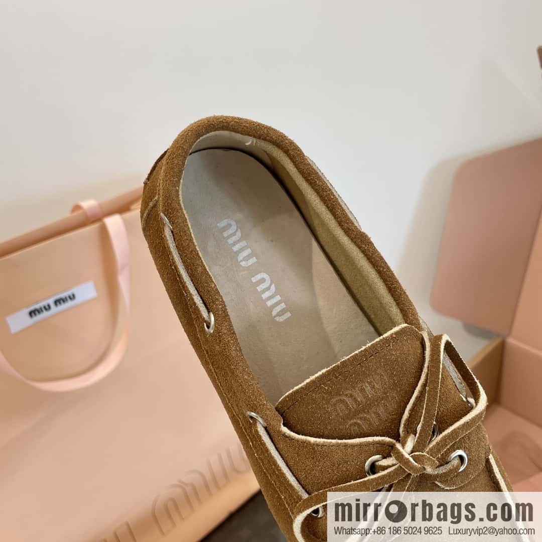 𝐌𝐢𝐮𝐌𝐢𝐮|| Miu Miu Bow Lace Up Sailing Flat Loafers