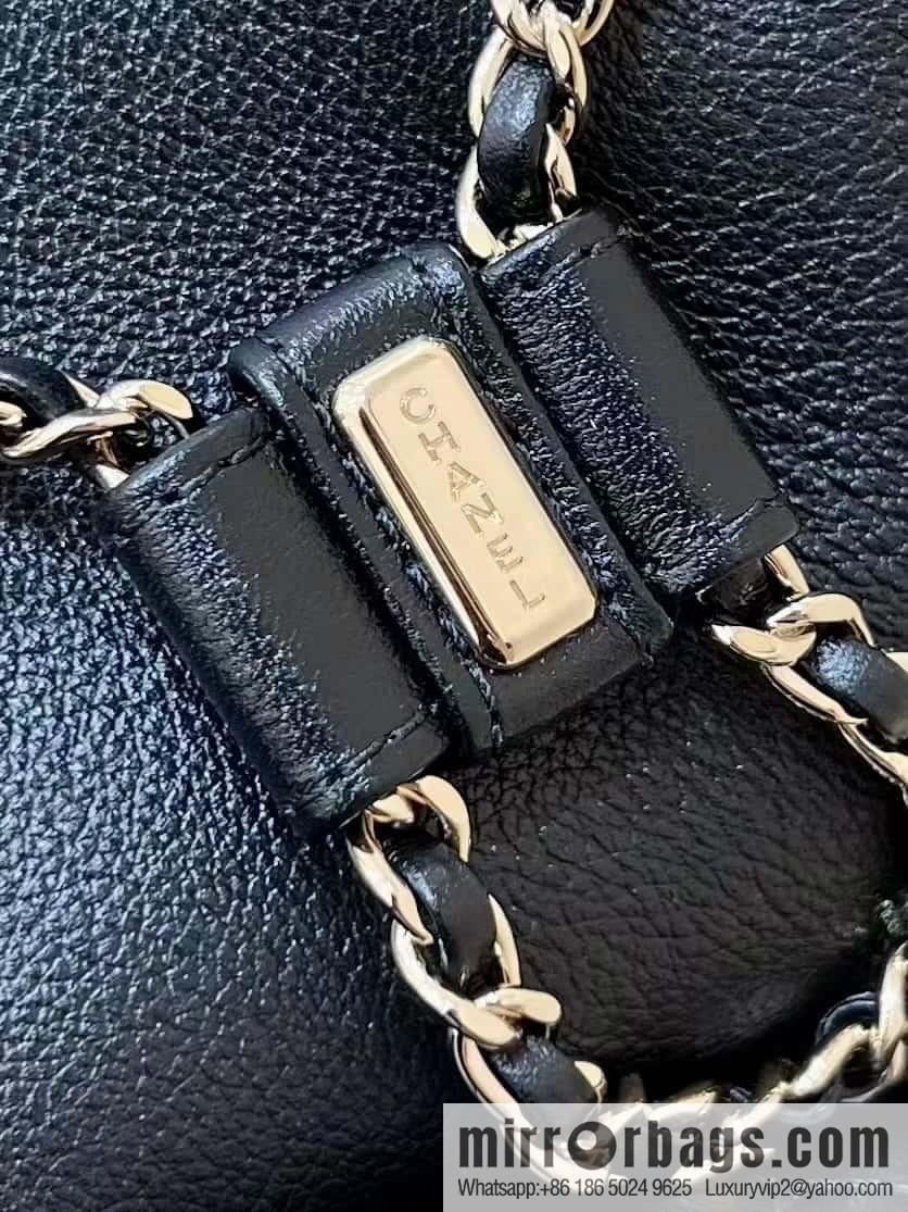 CHANEL 23P super hot frog double backpack AS3860 plain weave black