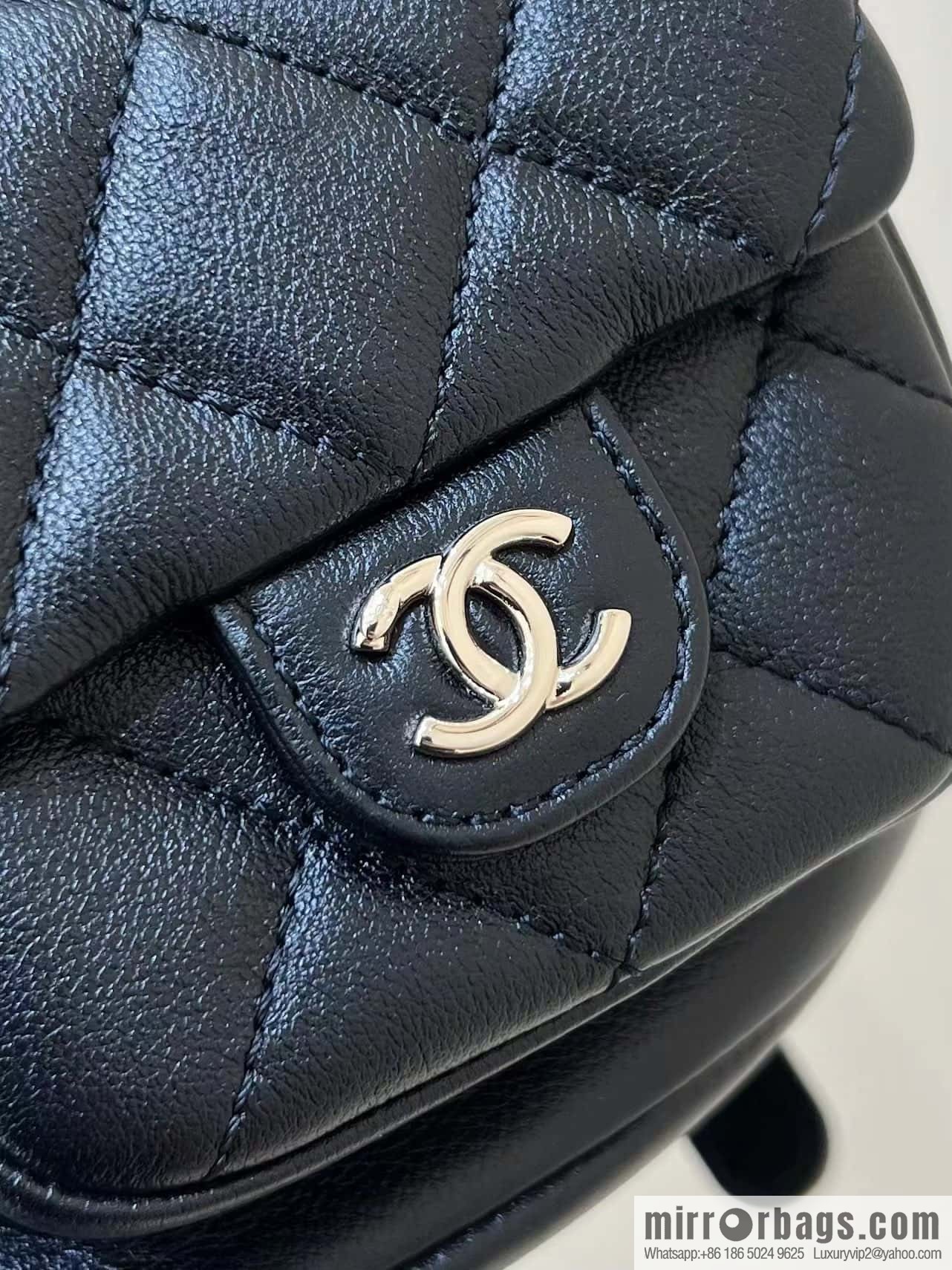 CHANEL 23P super hot frog double backpack AS3860 plain weave black