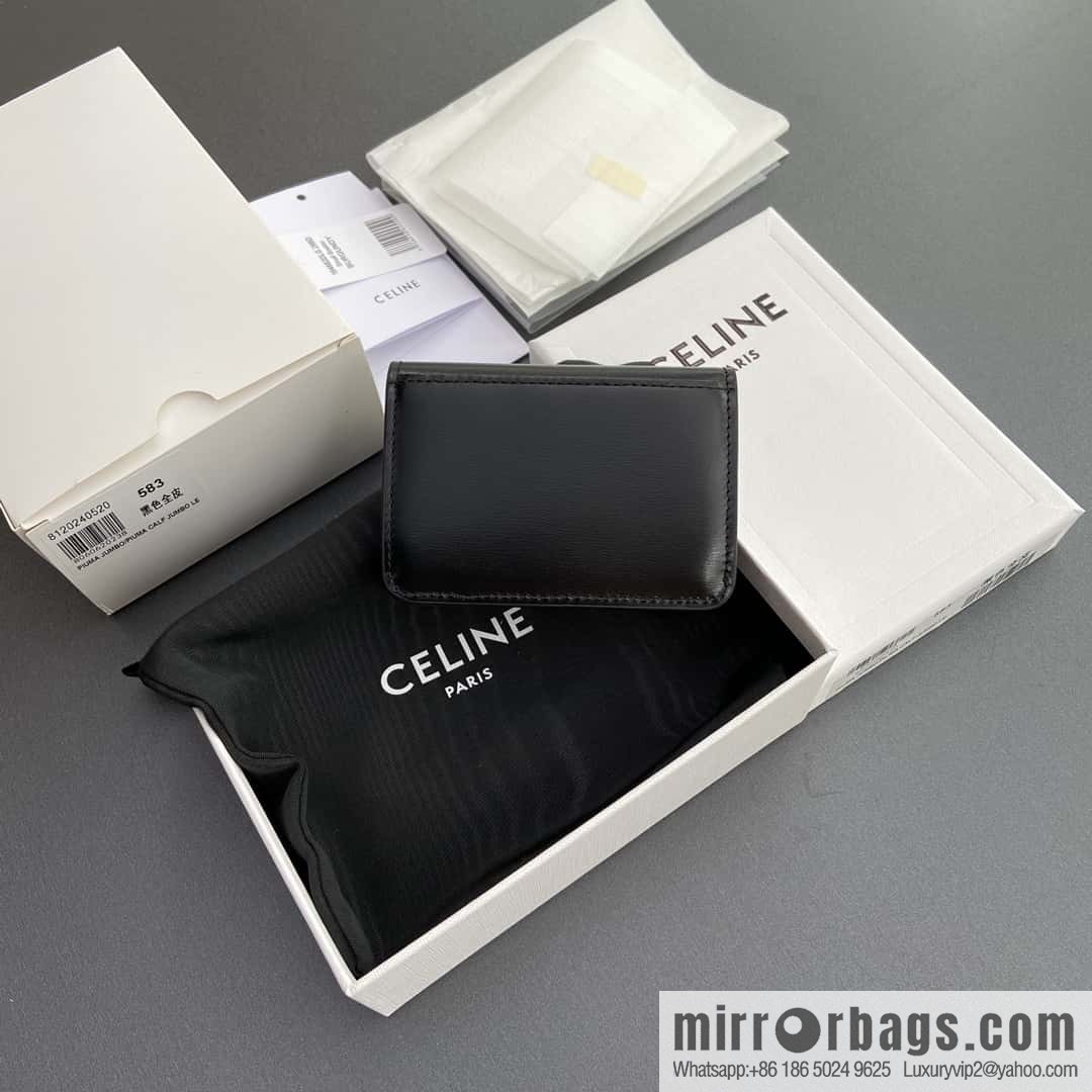 Celine TRIOMPHE shiny cow leather (fabric) flip card holder 10I582CPJ.04LU