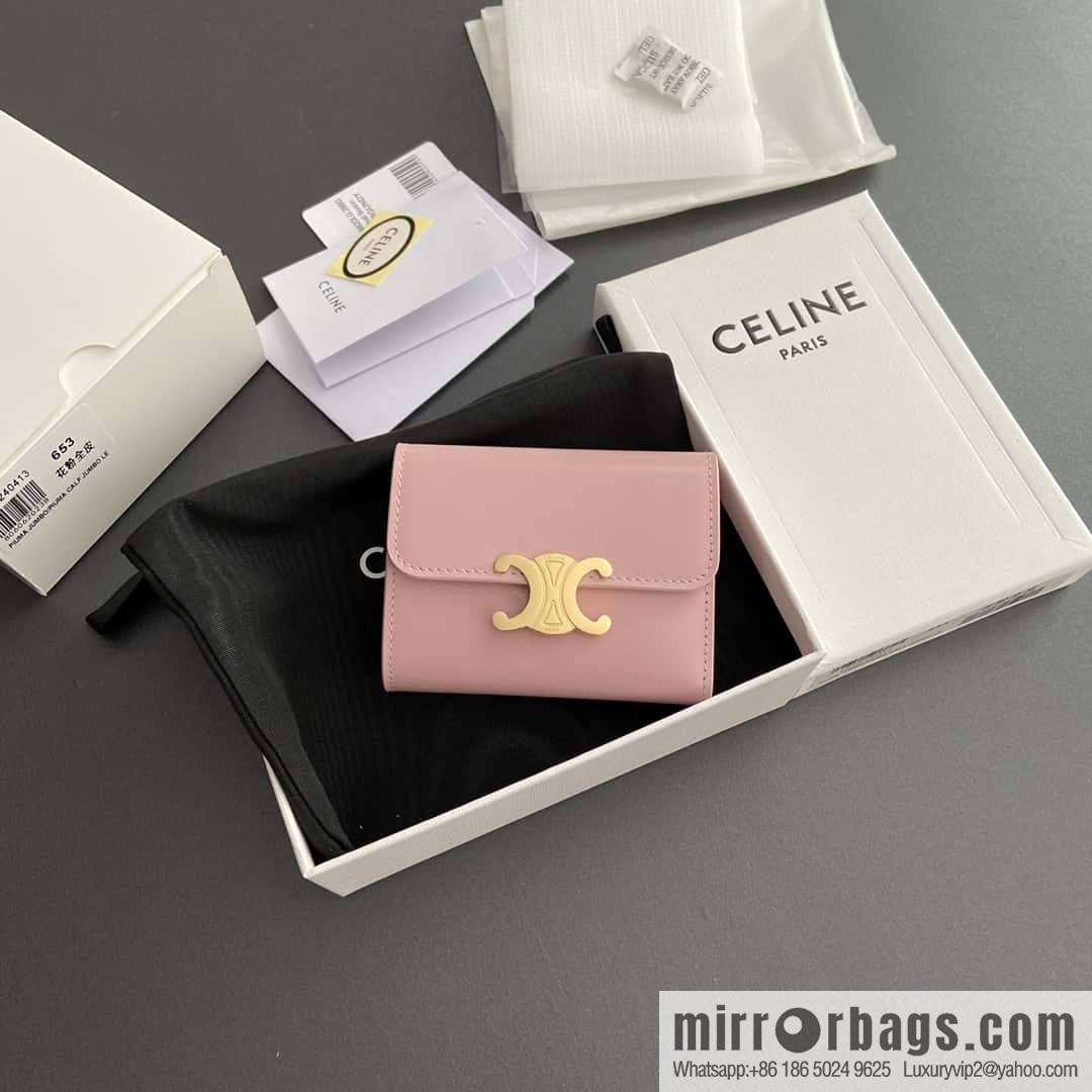 Celine TRIOMPHE glossy leather (fabric) short wallet 10l653DS3.04LU652