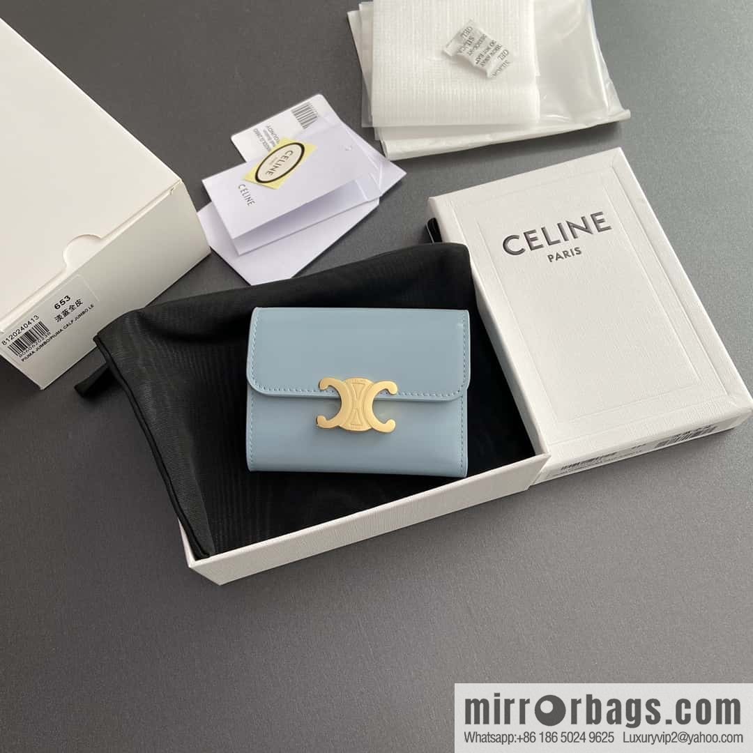Celine TRIOMPHE glossy leather (fabric) short wallet 10l653DS3.04LU652