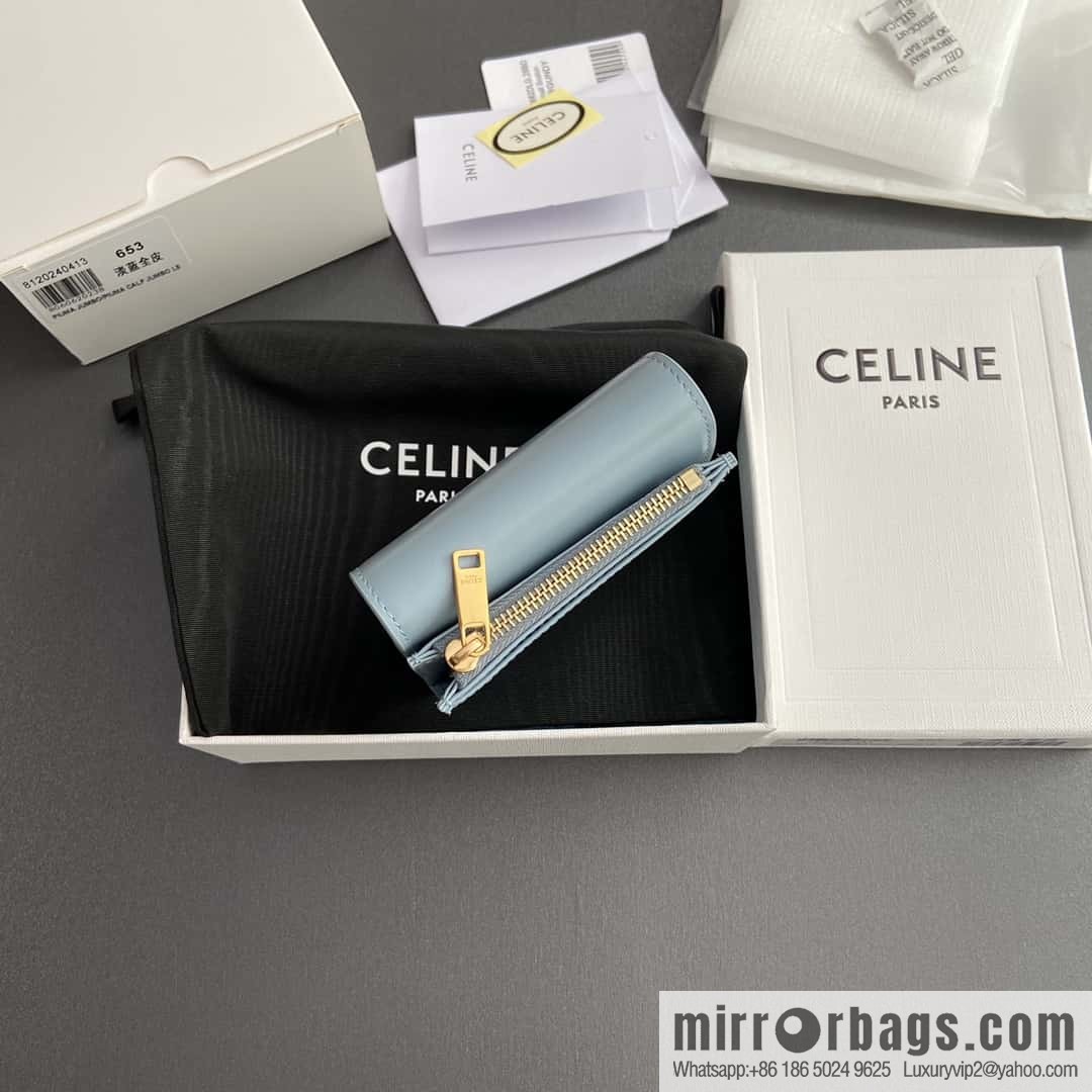 Celine TRIOMPHE glossy leather (fabric) short wallet 10l653DS3.04LU652