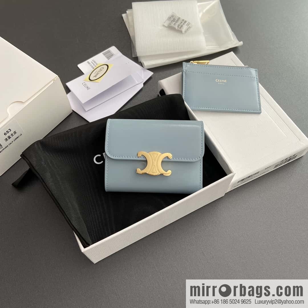 Celine TRIOMPHE glossy leather (fabric) short wallet 10l653DS3.04LU652