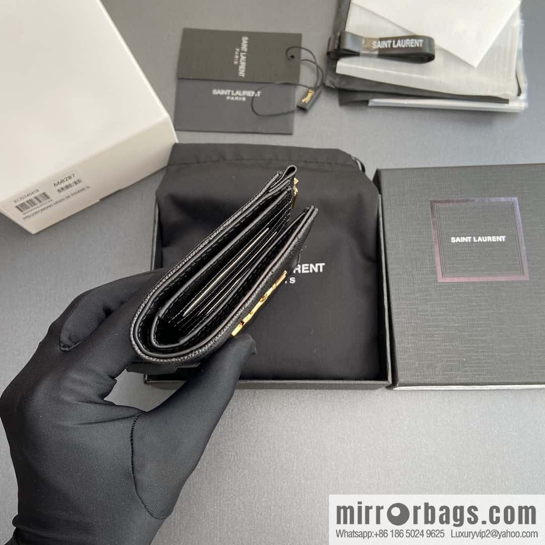 SAINT LAURENT YSL MATELASSE grain embossed leather (fabric) zipper double fold wallet 668287