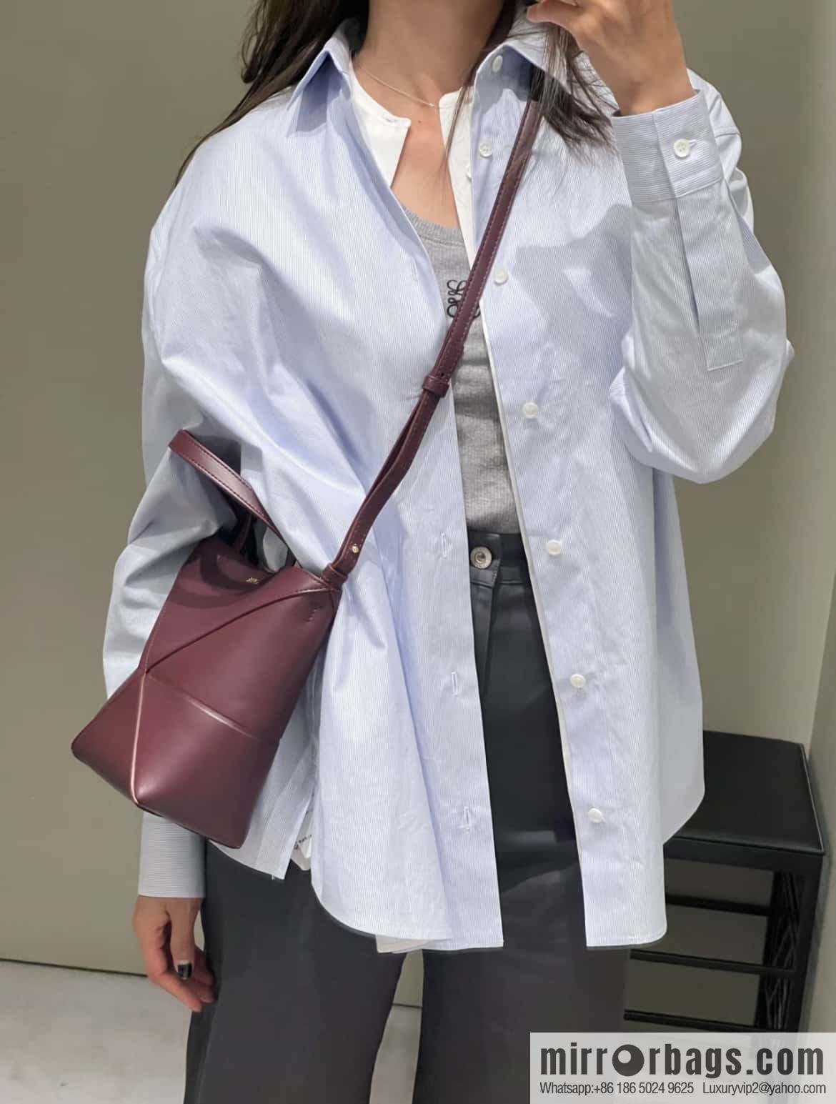 LOEWE puzzle folding series foldable tote bag 0695 burgundy