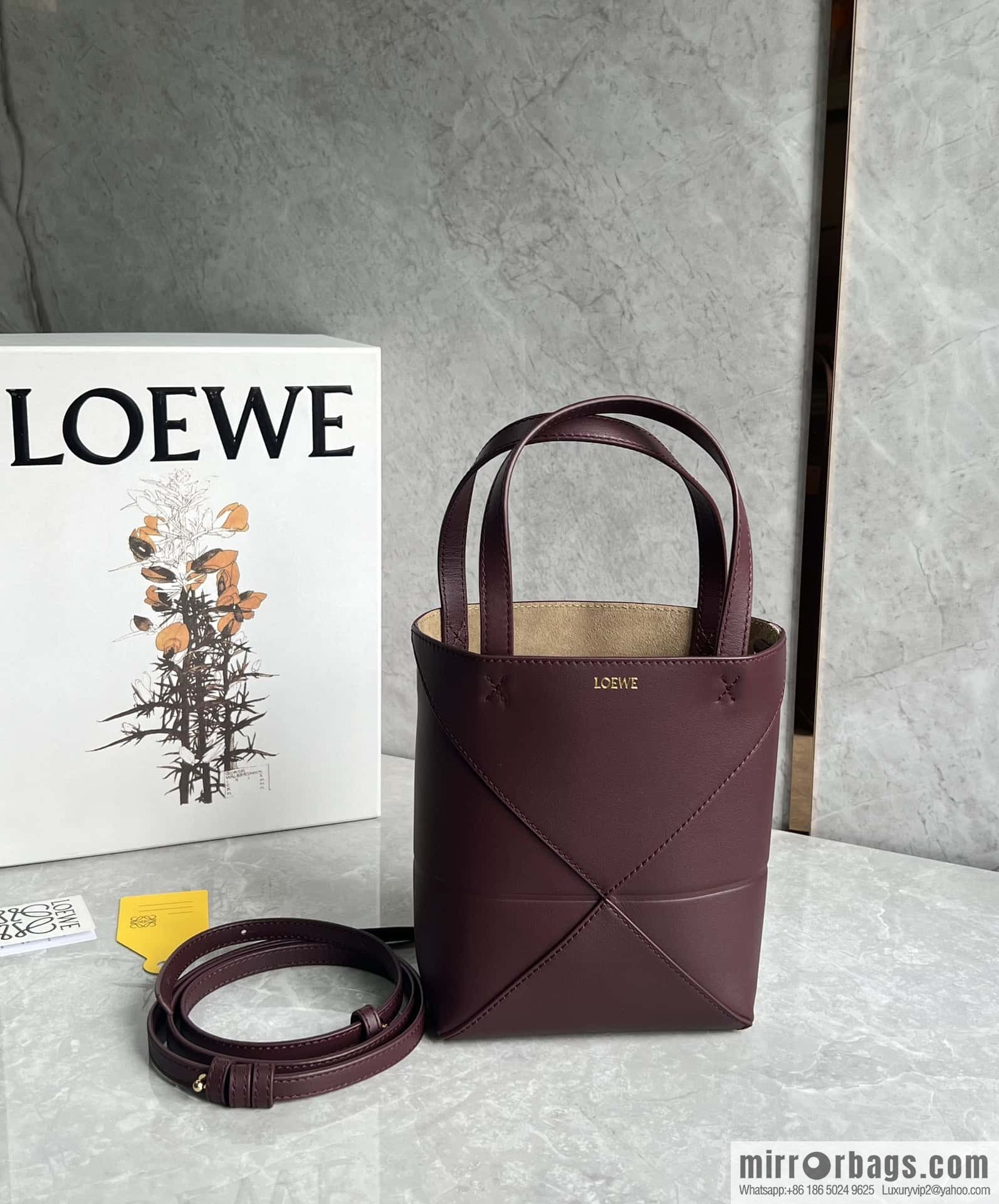 LOEWE puzzle folding series foldable tote bag 0695 burgundy