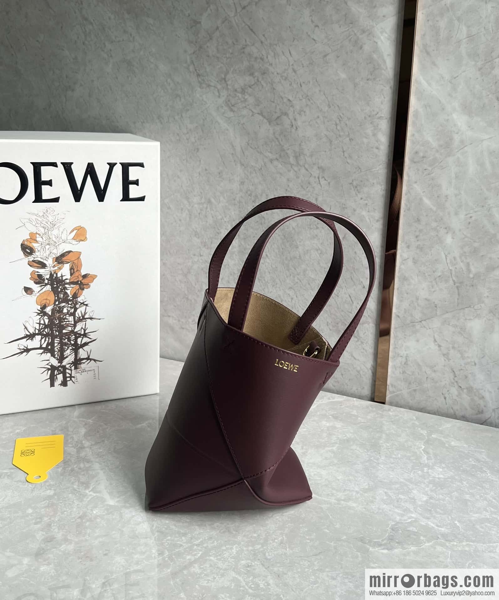 LOEWE puzzle folding series foldable tote bag 0695 burgundy