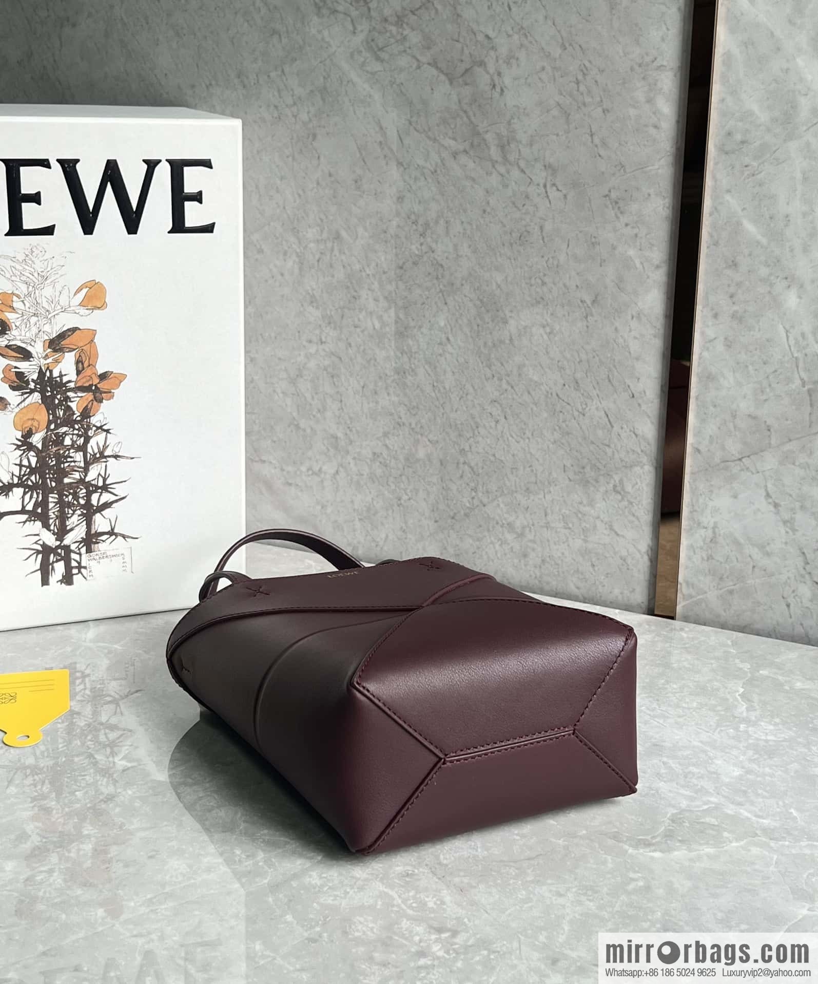 LOEWE puzzle folding series foldable tote bag 0695 burgundy