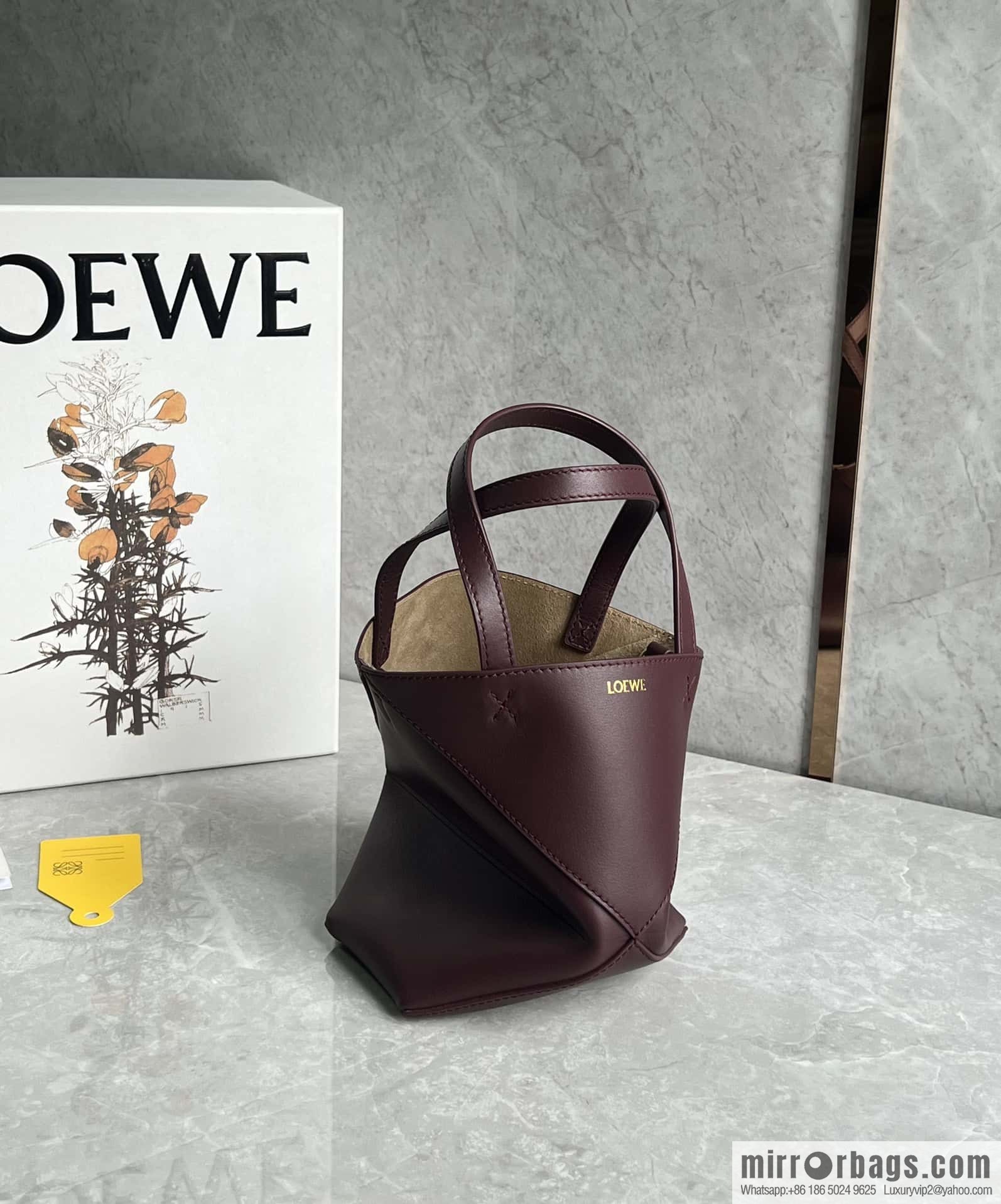 LOEWE puzzle folding series foldable tote bag 0695 burgundy