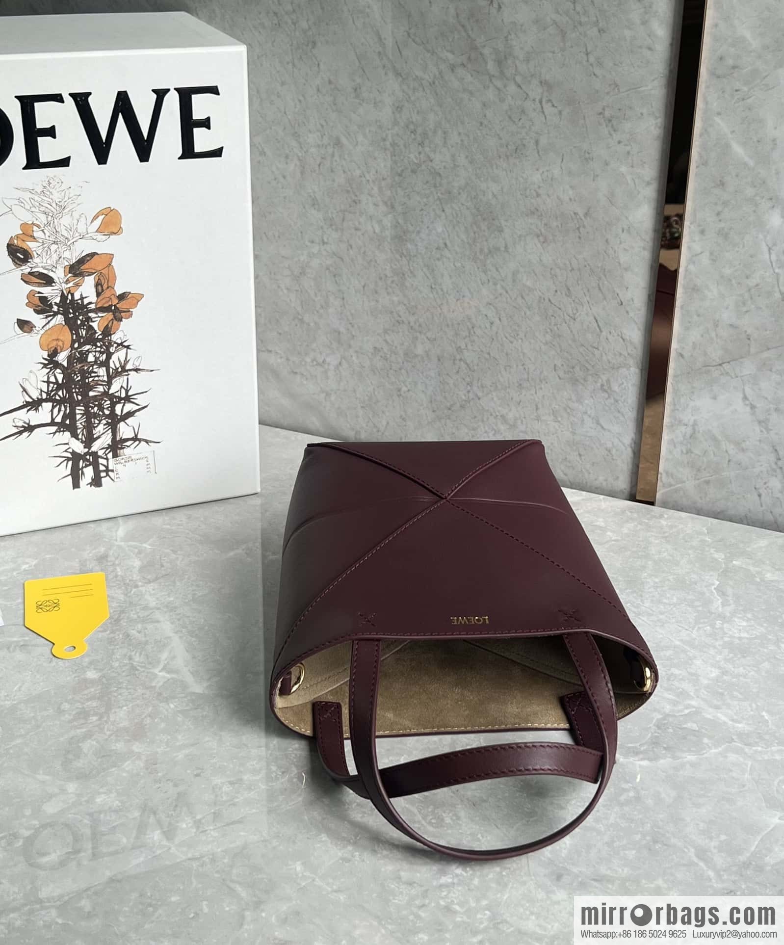 LOEWE puzzle folding series foldable tote bag 0695 burgundy