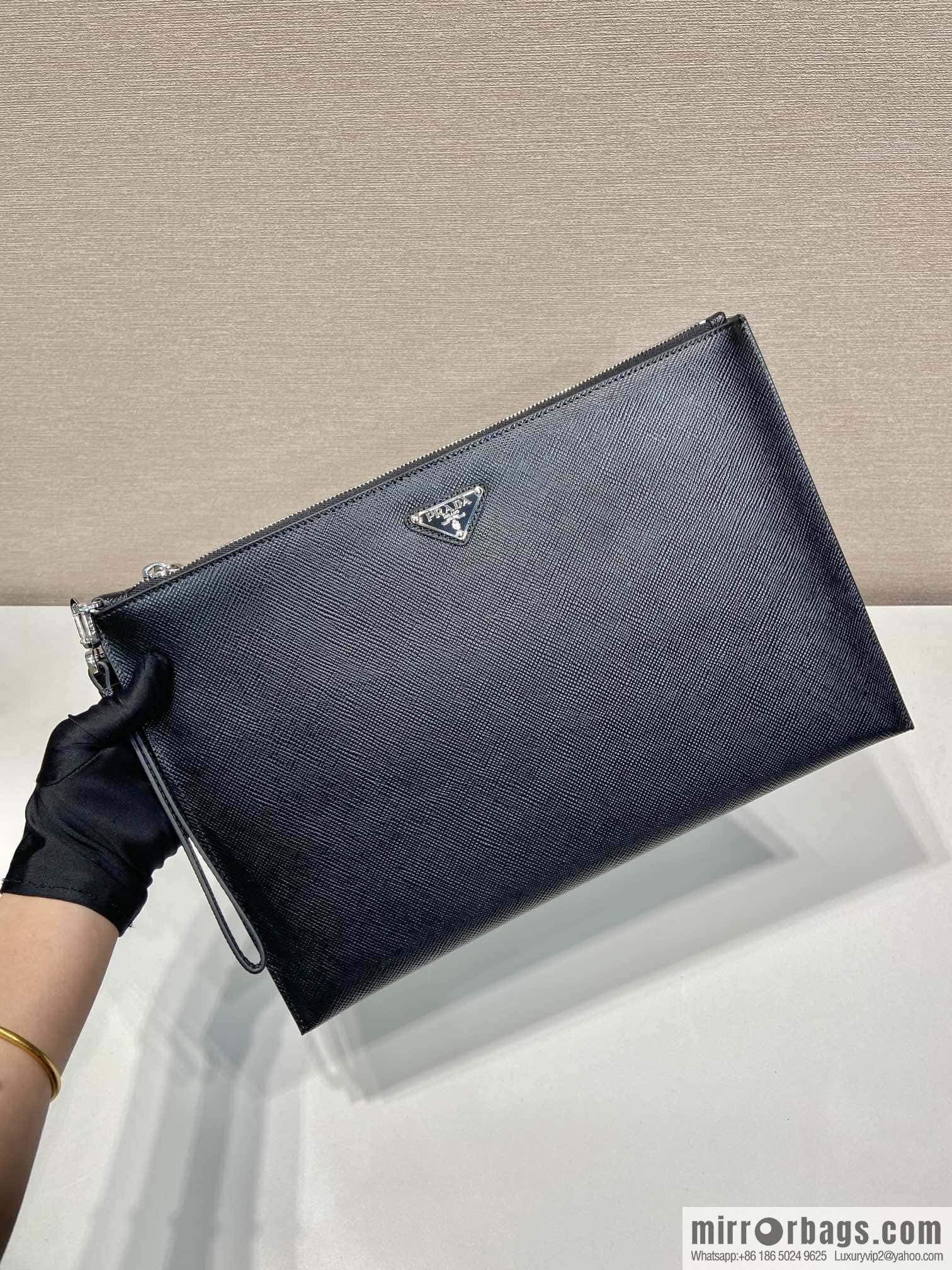 PRADA imported rough cross pattern leather handbag 2NG001