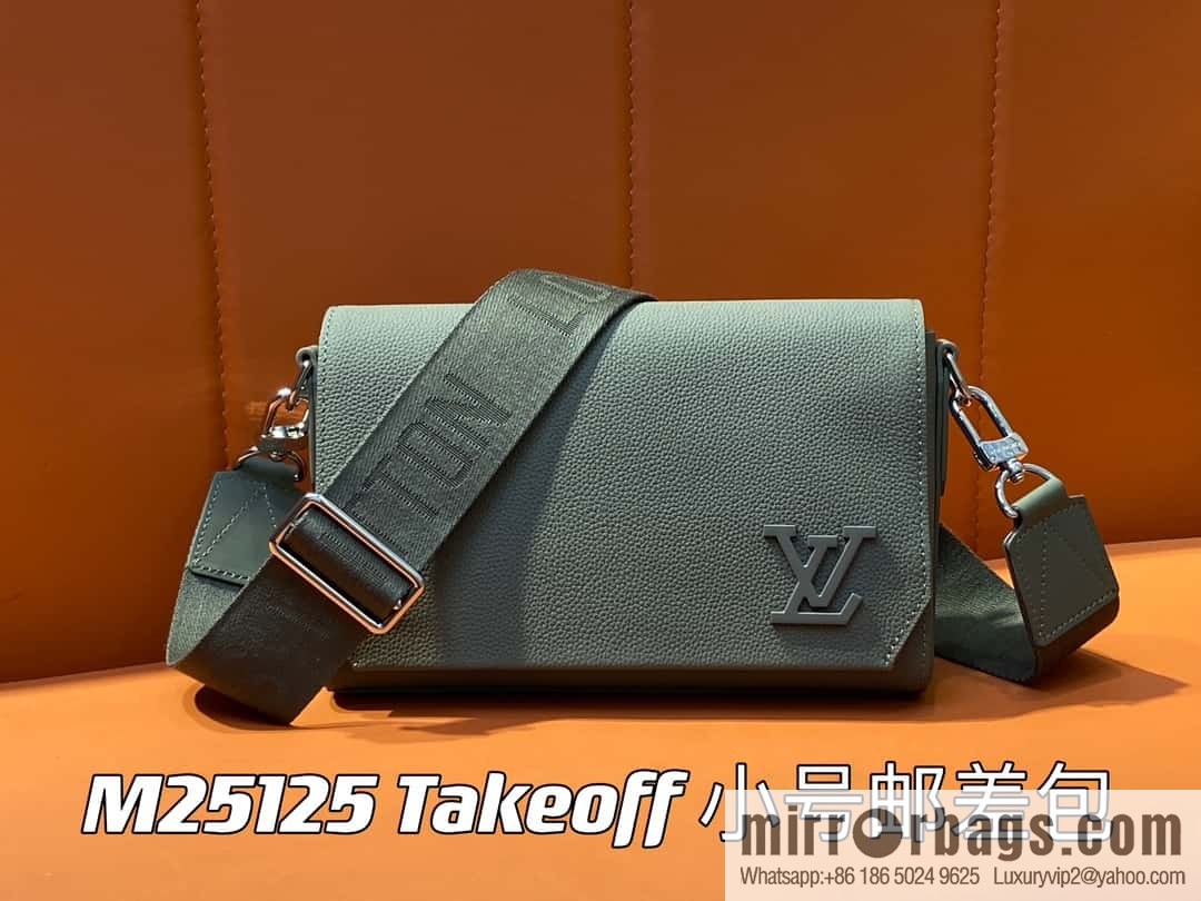 [Boutique‑grade] M25125 green, full leather men's bag messenger bag series Takeoff small Aer messenger bag M25125 M24769