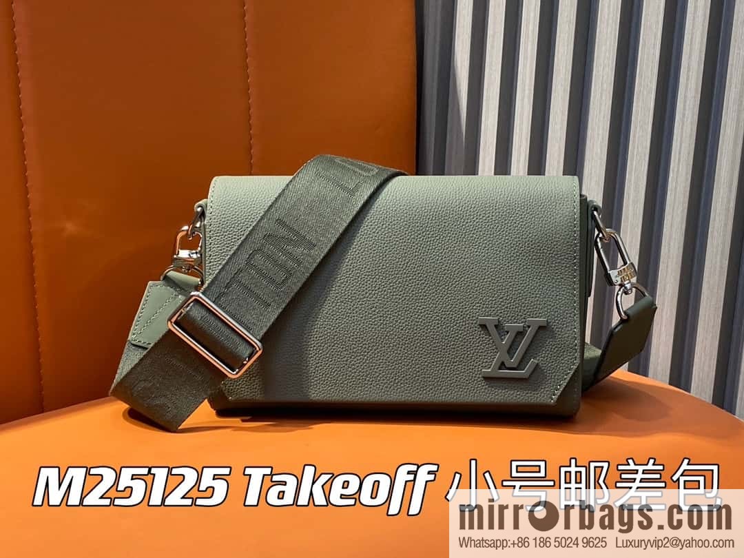 [Boutique‑grade] M25125 green, full leather men's bag messenger bag series Takeoff small Aer messenger bag M25125 M24769