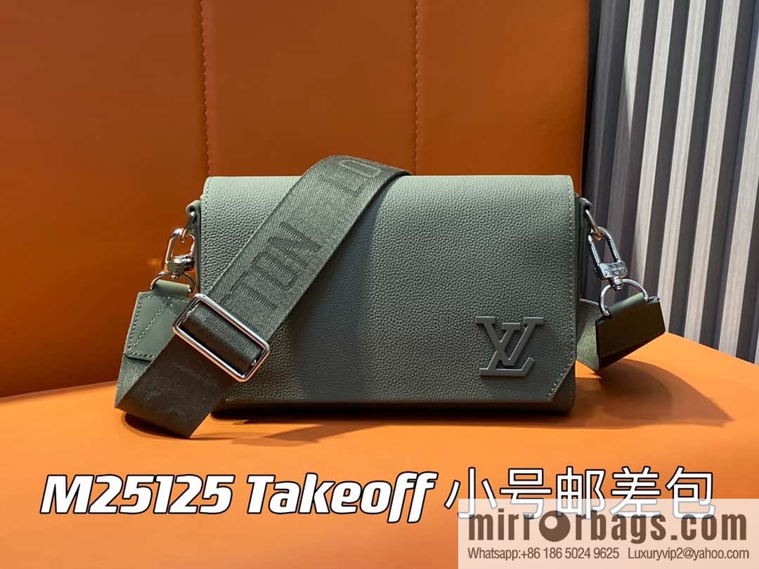 [Boutique‑grade] M25125 green, full leather men's bag messenger bag series Takeoff small Aer messenger bag M25125 M24769