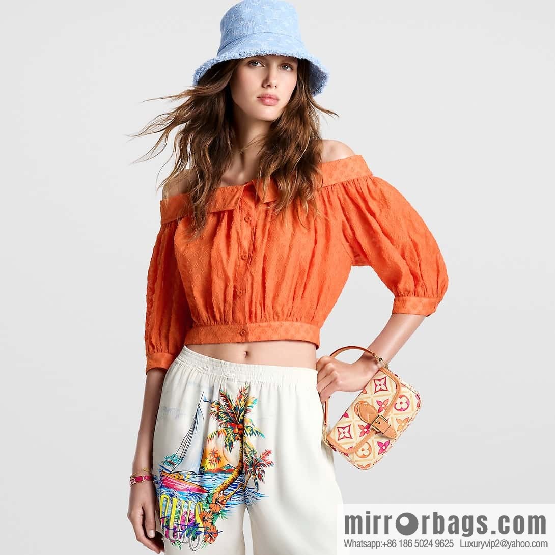 [Original order boutique] M83621 rose red printed mini baguette bag Nano Diane baguette handbag, rose red (2024 summer) By the Pool summer series