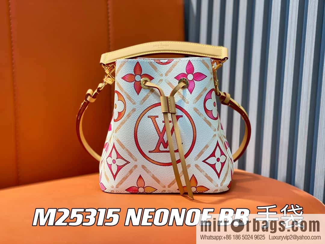 [Original single boutique] M25315 rose red printed small bucket bag series Néonoé BB handbag (summer 2024)