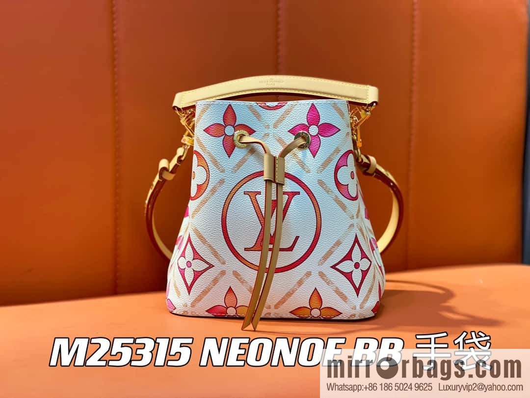 [Original single boutique] M25315 rose red printed small bucket bag series Néonoé BB handbag (summer 2024)