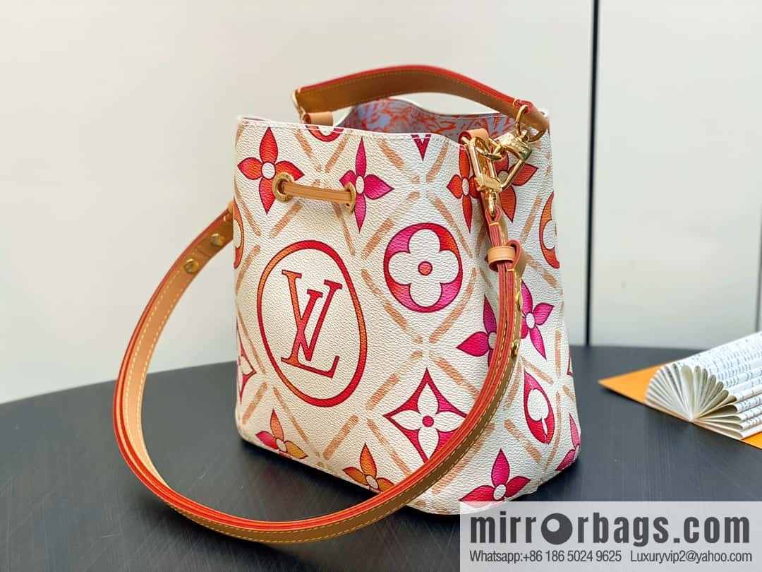 [Original single boutique] M25315 rose red printed small bucket bag series Néonoé BB handbag (summer 2024)