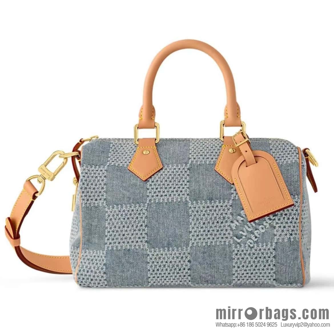 [Boutique‑grade] M40700 blue plaid chip version, denim pillow bag speedy series KEEPALL BANDOULIZRE 25 handbag