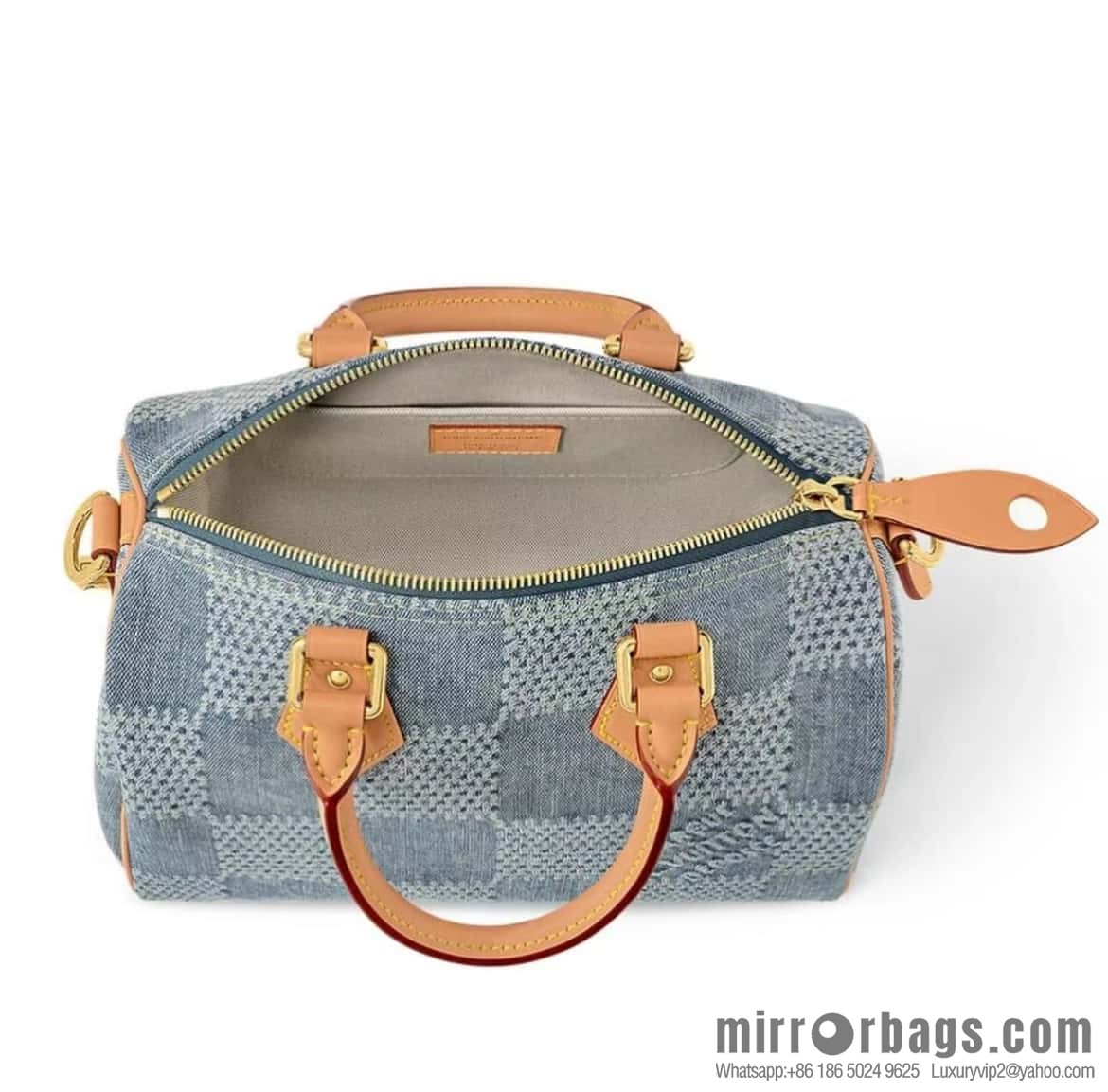 [Boutique‑grade] M40700 blue plaid chip version, denim pillow bag speedy series KEEPALL BANDOULIZRE 25 handbag