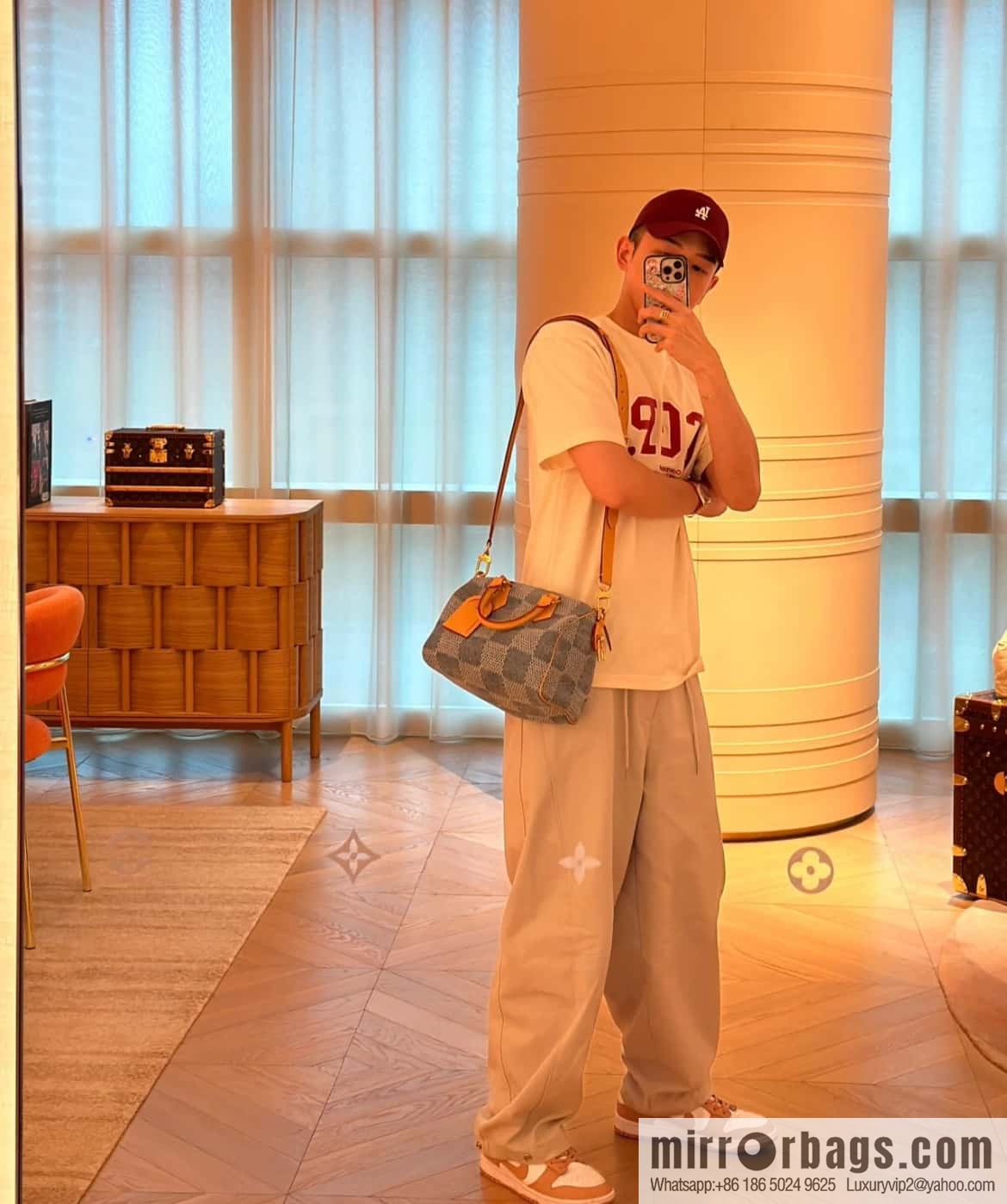[Boutique‑grade] M40700 blue plaid chip version, denim pillow bag speedy series KEEPALL BANDOULIZRE 25 handbag