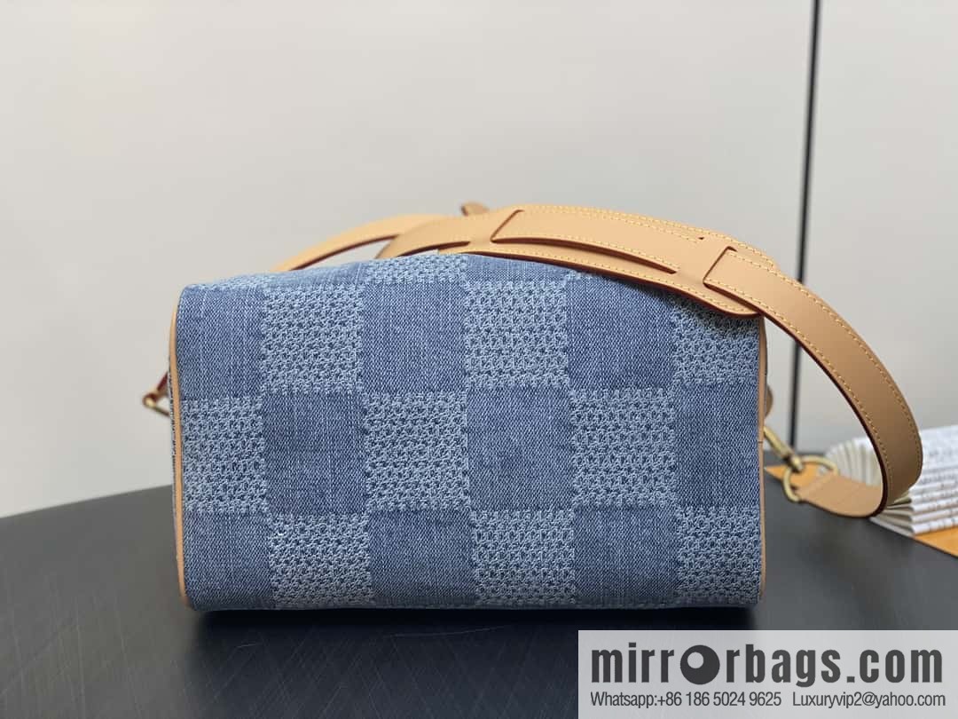 [Boutique‑grade] M40700 blue plaid chip version, denim pillow bag speedy series KEEPALL BANDOULIZRE 25 handbag