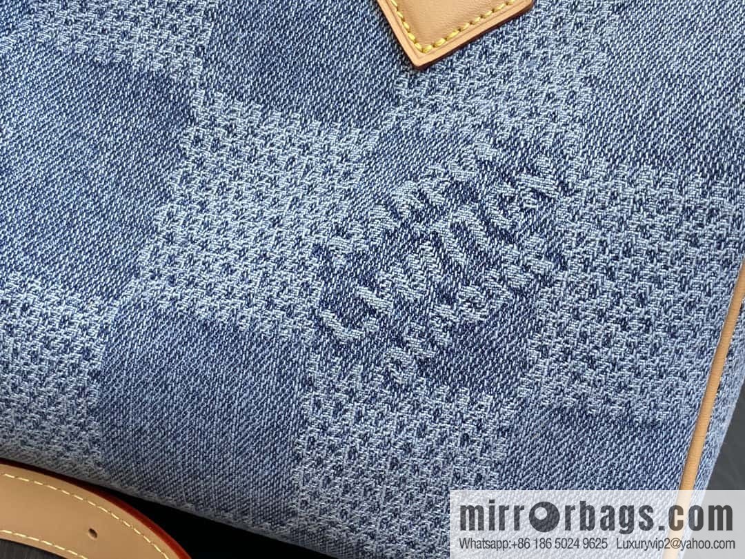 [Boutique‑grade] M40700 blue plaid chip version, denim pillow bag speedy series KEEPALL BANDOULIZRE 25 handbag