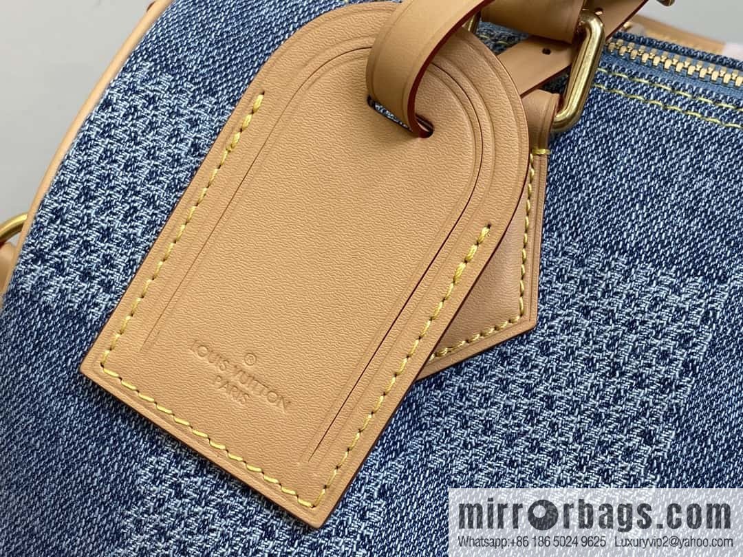 [Boutique‑grade] M40700 blue plaid chip version, denim pillow bag speedy series KEEPALL BANDOULIZRE 25 handbag