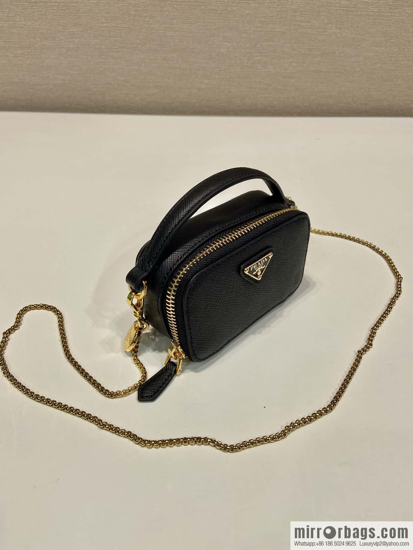 PRADA 🎉 mini small oblique strap bag 🎉 1NR025 cross pattern leather black