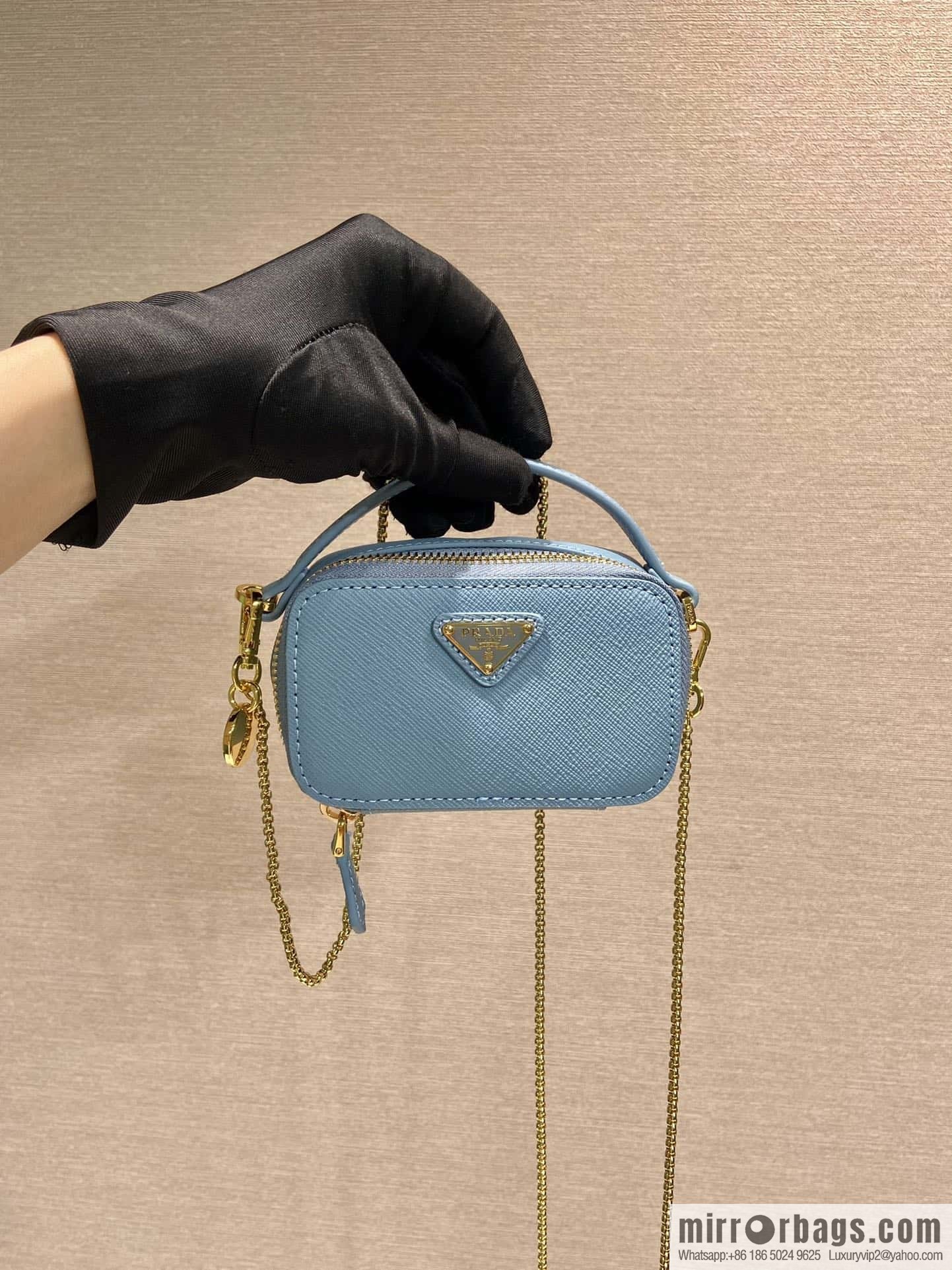 PRADA 🎉 mini diagonal bag 🎉 1NR025 cross pattern leather blue