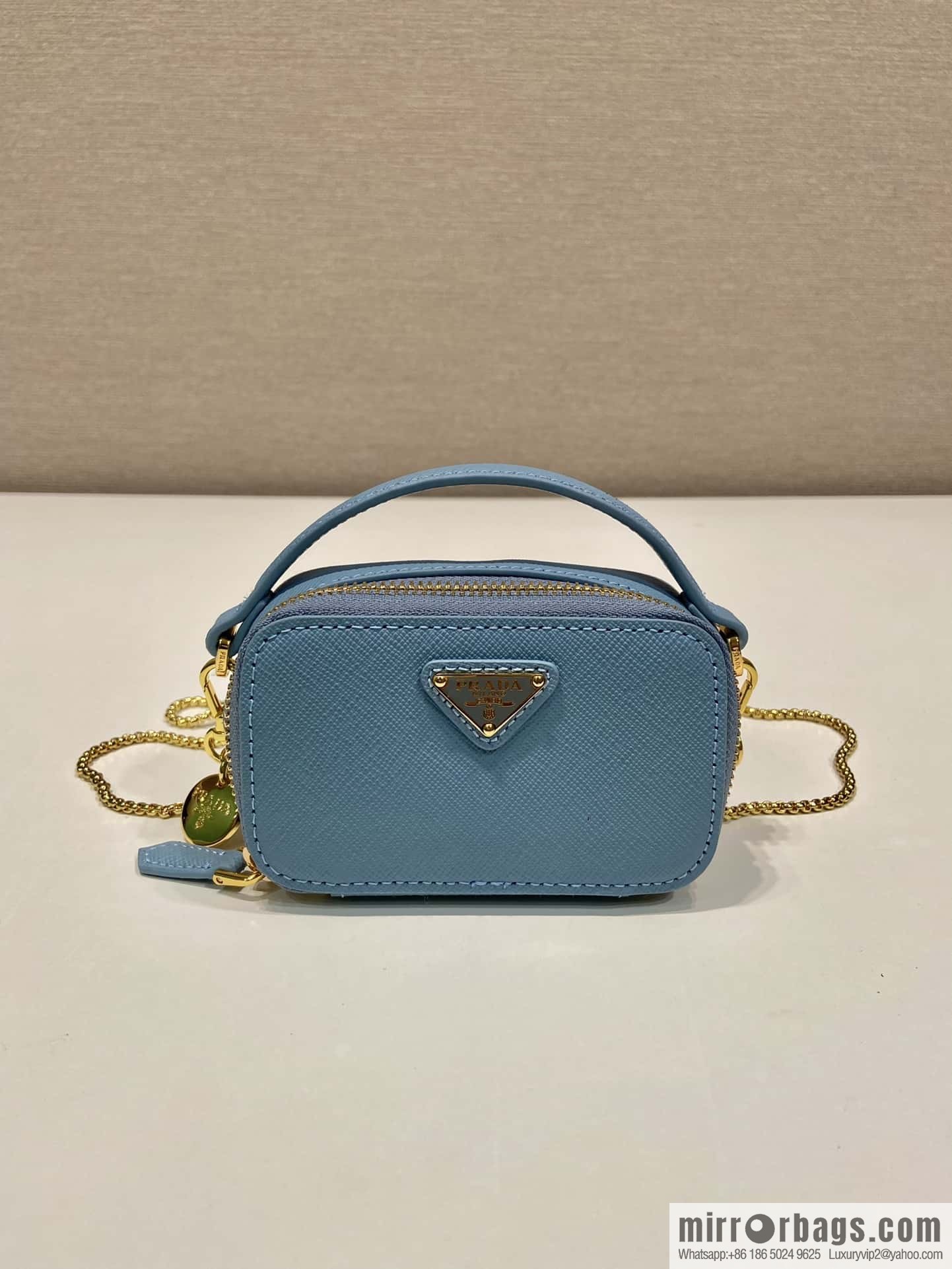 PRADA 🎉 mini diagonal bag 🎉 1NR025 cross pattern leather blue