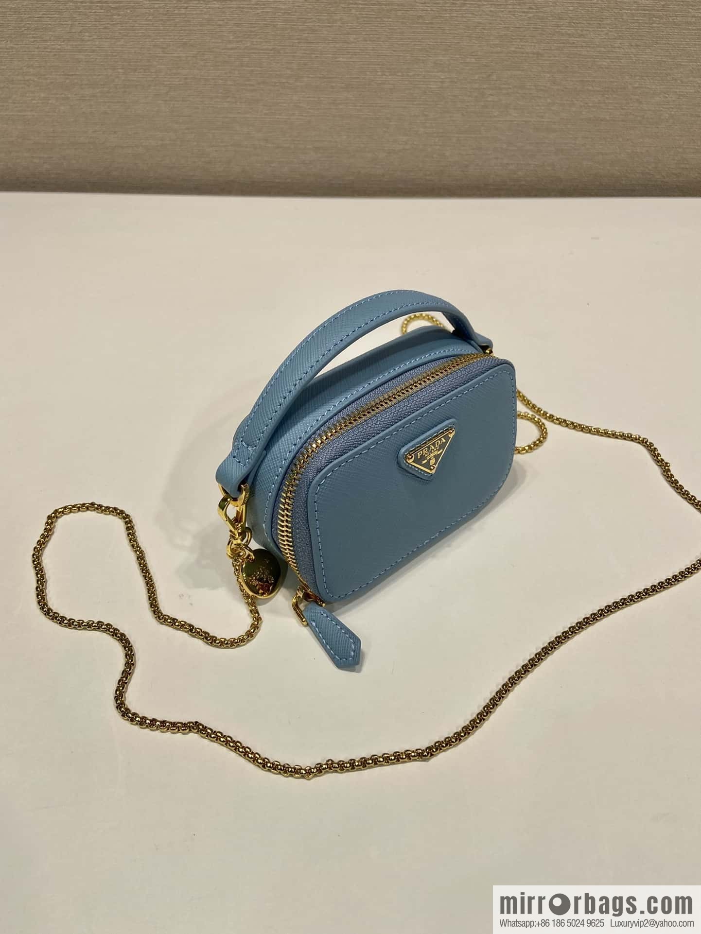 PRADA 🎉 mini diagonal bag 🎉 1NR025 cross pattern leather blue