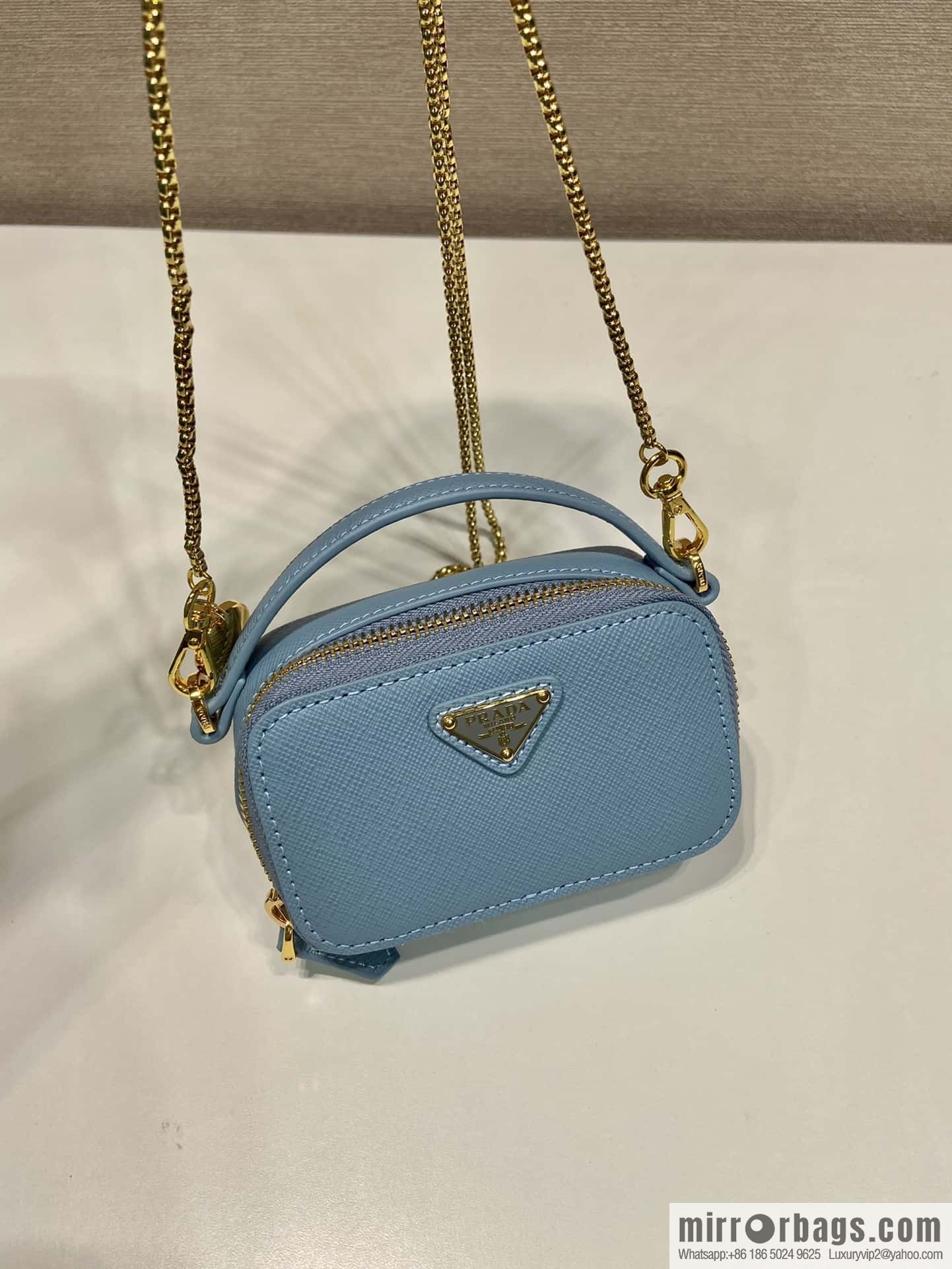 PRADA 🎉 mini diagonal bag 🎉 1NR025 cross pattern leather blue